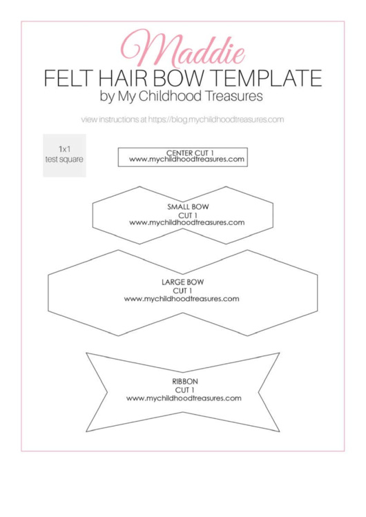 Felt Hair Bow Template Printable pdf