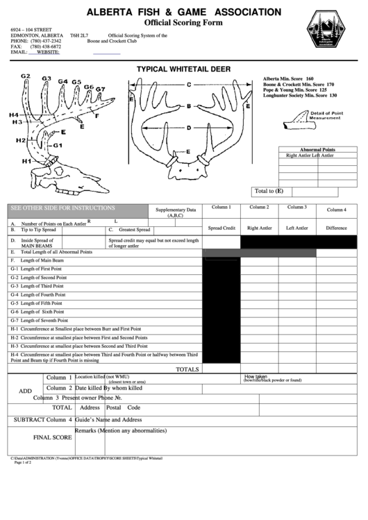 Official Scoring Form Printable pdf