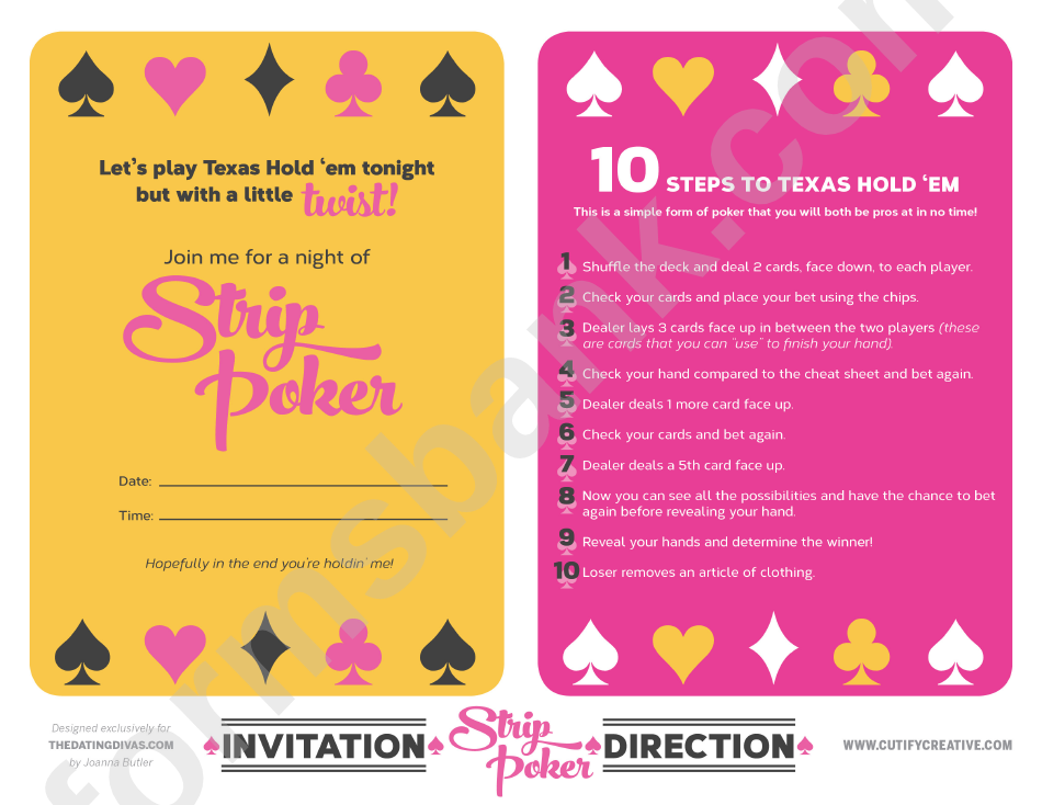 Download Strip Poker Texas Holdem Rules Sheet printable pdf download
