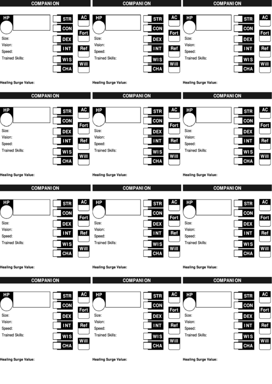 D&d 4e Character Sheet Printable pdf