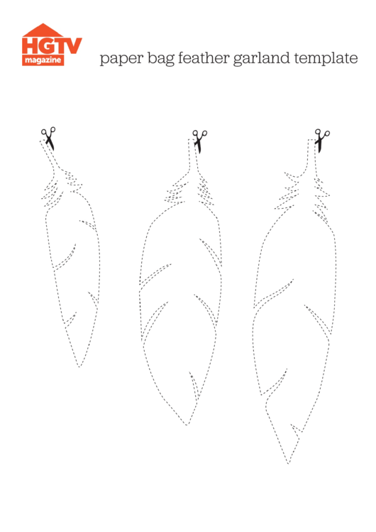 Paper Bag Feather Garland Template Printable pdf