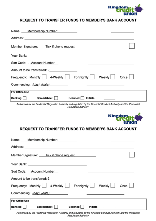 Request To Transfer Funds To Member