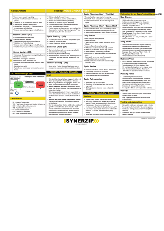 Agile Cheat Sheet Printable pdf