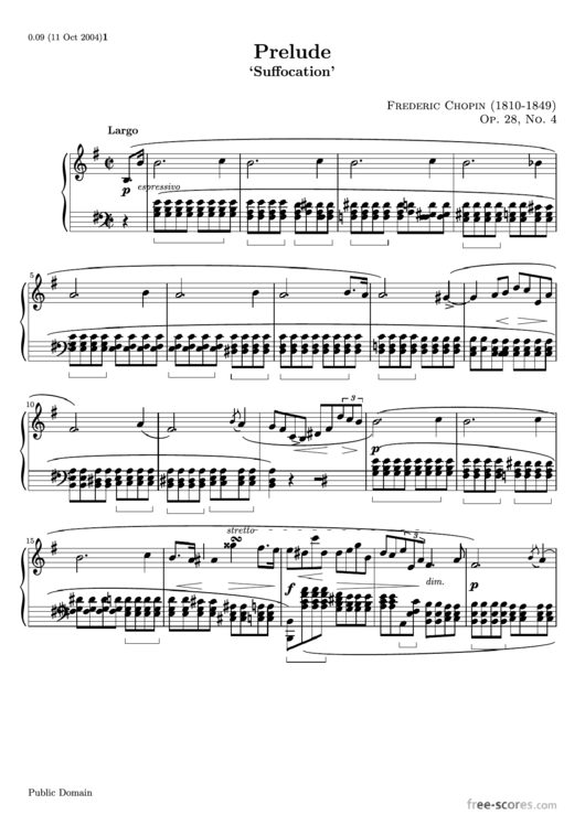 Prelude: Op. 28, No. 4 - Frederic Chopin Printable pdf