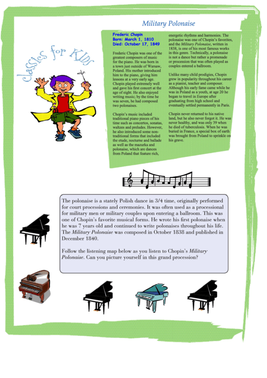 Frederic Chopin Activity Sheet Printable pdf