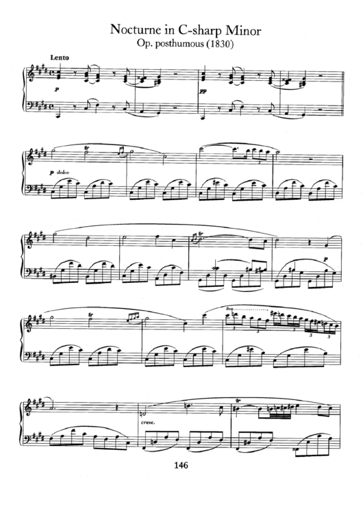 Nocturne In C-Sharp Minor - Op. Posthumous (1830) Printable pdf