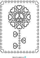 Peace Sign Heart Coloring Sheet
