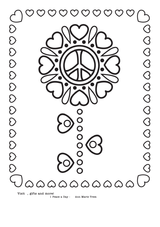 Peace Sign Heart Coloring Sheet Printable pdf