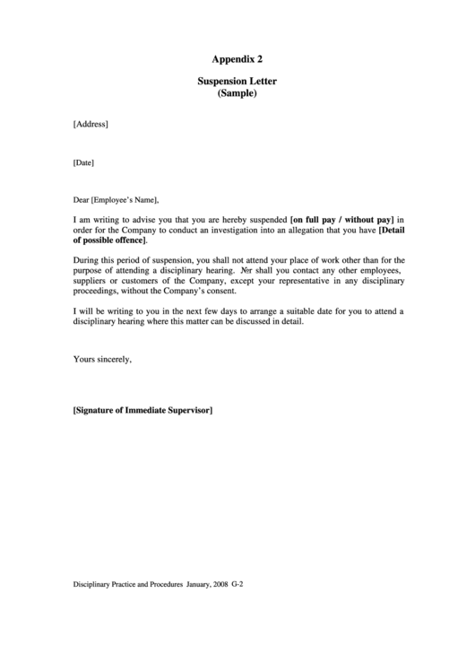 Suspension Letter Template Sample Printable Pdf Download