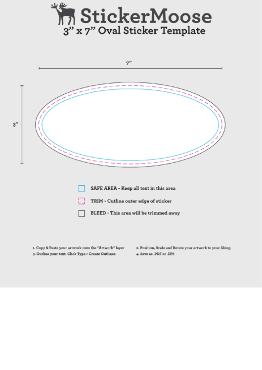 3"X7" Oval Sticker Template Printable pdf