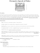 Persuasive Speech Of Policy Outline Template
