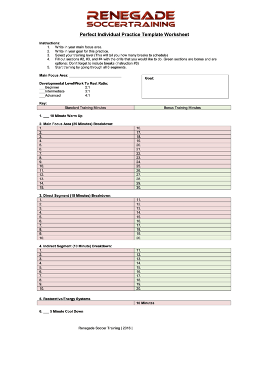 Individual Practice Template Worksheet Printable pdf