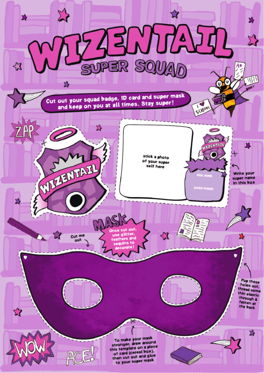 Wizentail Super Squad Badge, Id & Mask Template Printable pdf