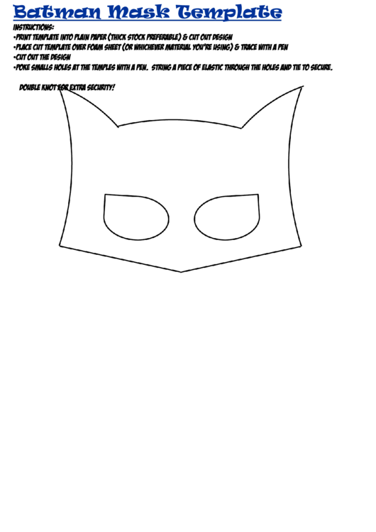 Batman Mask Template Printable pdf