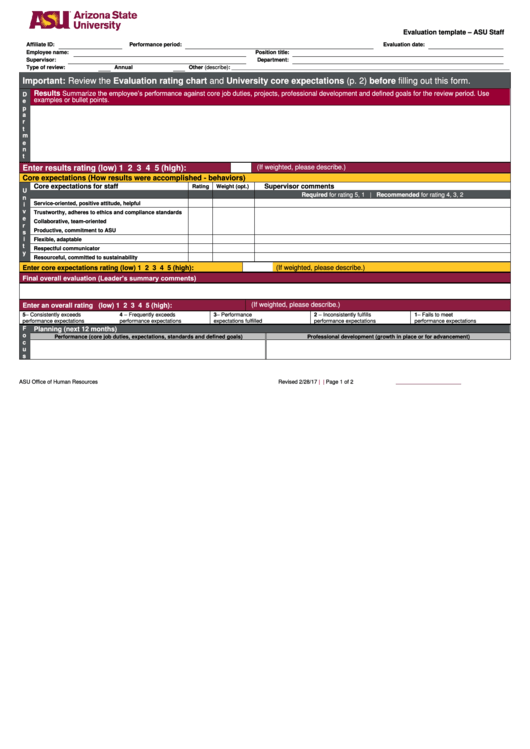 Sample Staff Evaluation Template Printable pdf