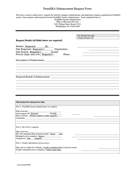 Pennera Enhancement Request Form Printable pdf