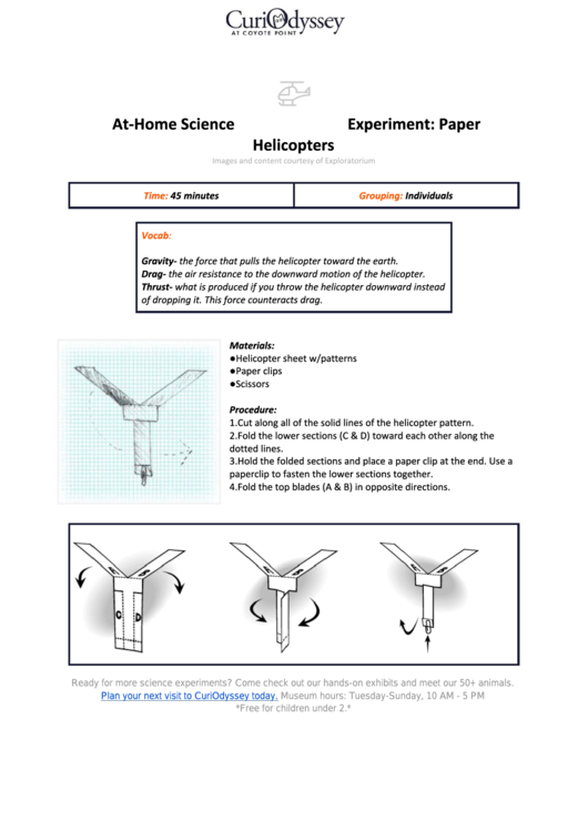 Paper Helicopters Template Printable pdf