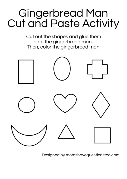 Gingerbread Man Cut And Paste Activity Sheet Printable pdf