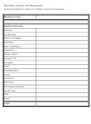 Monthly Income And Expenses Sheet
