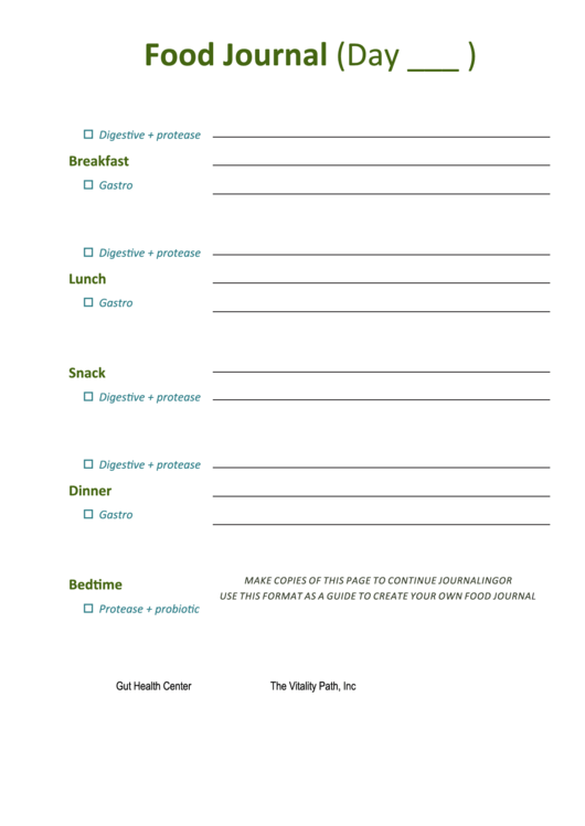 Food Journal Template Printable pdf