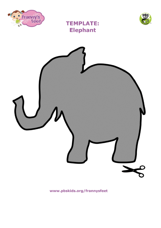 Cut-Out Grey Elephant Template Printable pdf