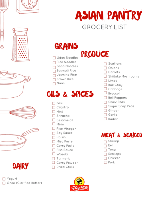 Asian Pantry Grocery List