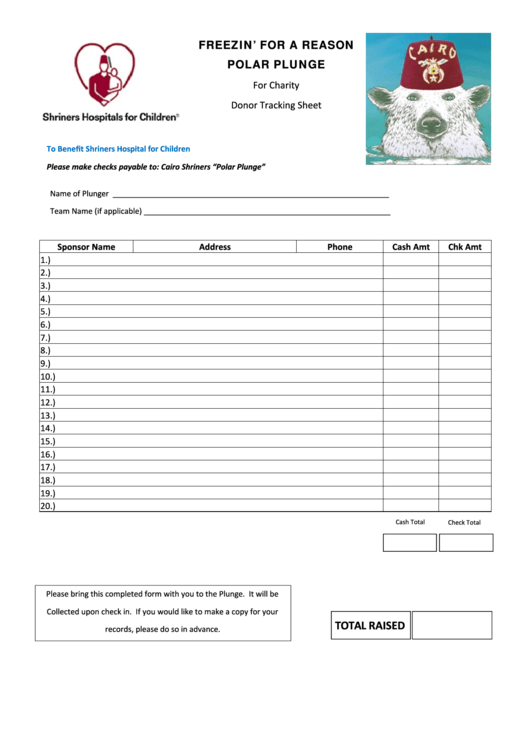 Donor Tracking Sheet Printable pdf