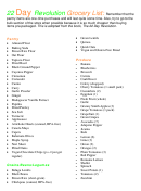 22 Day Revolution Grocery List Printable pdf