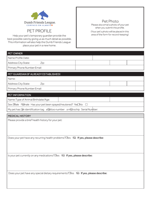 Pet Profile Record Form
