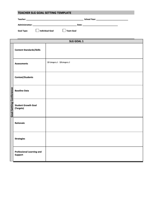 Fillable Teacher Slg Goal Setting Template Printable pdf