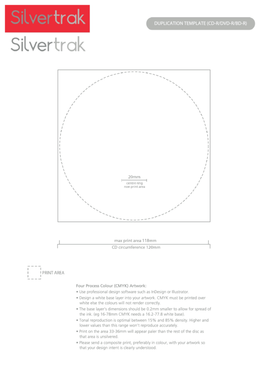 Fillable Duplication Template (Cd-R/dvd-R/bd-R) - Silvertrak Printable pdf