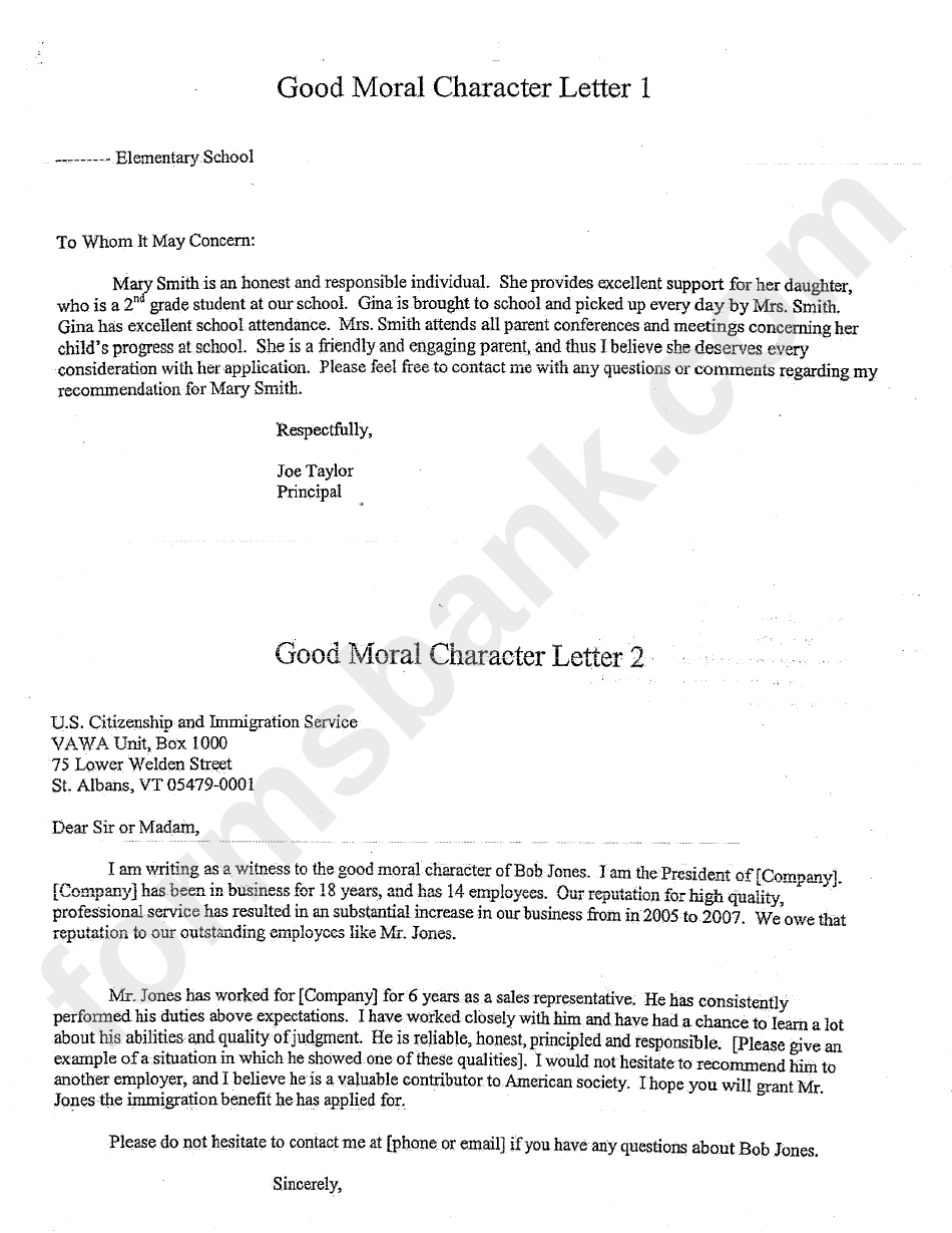 Good Moral Character Character Affidavit Template