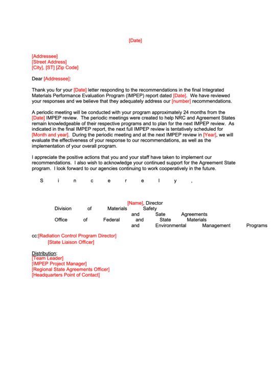 Sample Acknowledge Letter Printable pdf