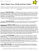 Star Of The Week Letter Template
