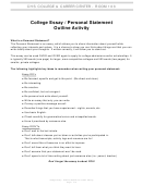 College Essay / Personal Statement Outline Activity