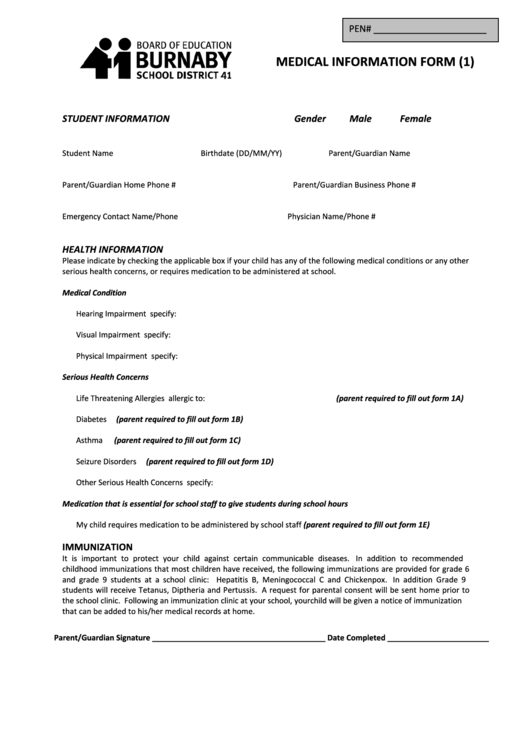 Fillable Patient Medical Information Form Printable pdf