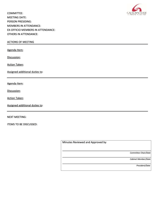 Committee Minutes Format Template Printable pdf