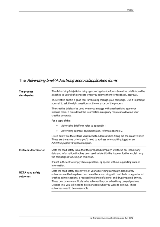 The Advertising Brief/advertising Approval Application Forms