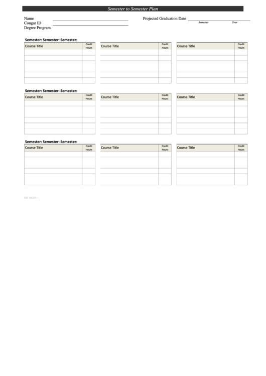 Semester To Semester Plan Template Printable pdf