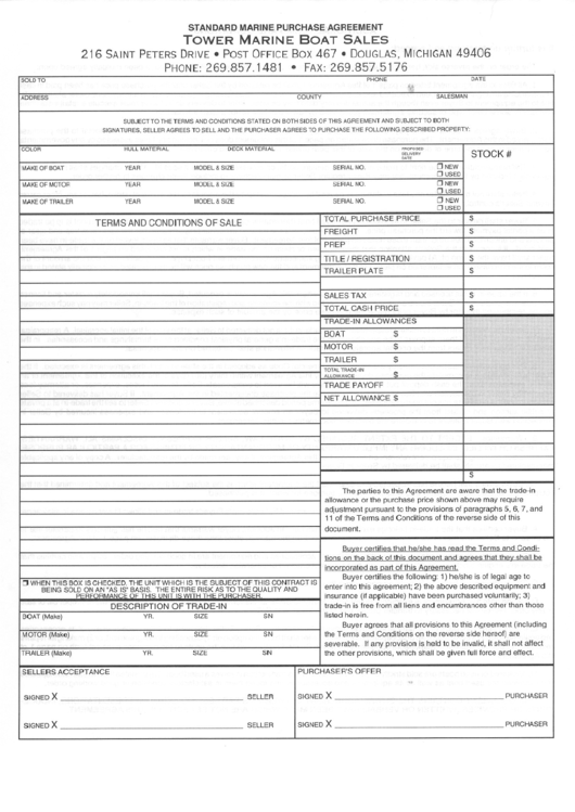 Standard Marine Purchase Agreement Printable pdf