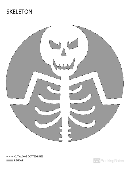 Skeleton Pumpkin Carving Template printable pdf download