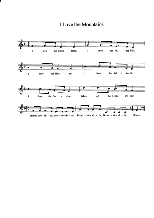I Love The Mountains Sheet Music (With Lyrics And Instructions) Printable pdf