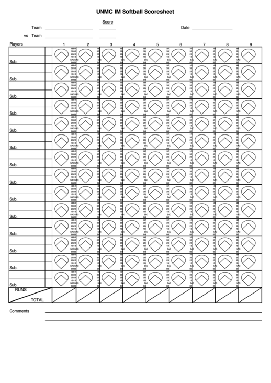 Unmc Im Softball Scoresheet
