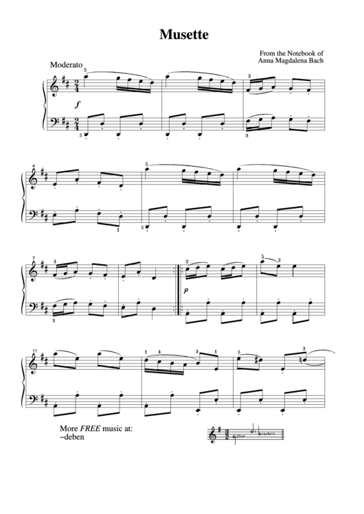 Musette - From The Notebook Of Anna Magdalena Bach Printable pdf