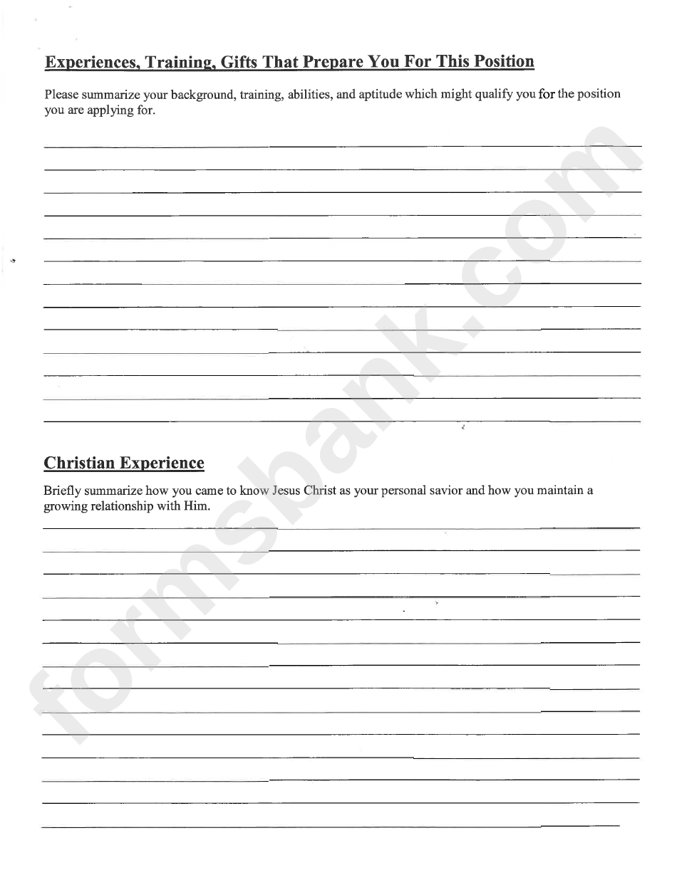 Application Fqr Employment: Pre-Employment Questionnaire Template