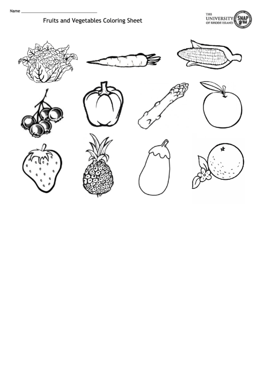 Fruits And Vegetables Coloring Sheet printable pdf download