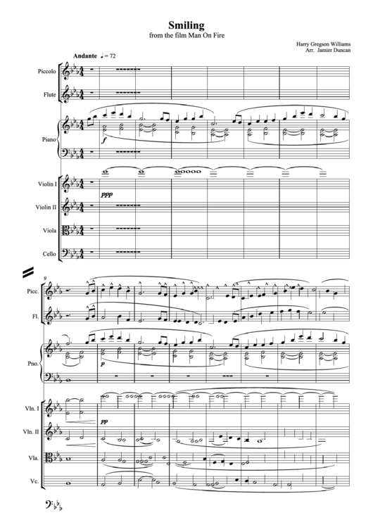 Smiling - Harry Gregson Williams (From The Film Man On Fire) Printable pdf