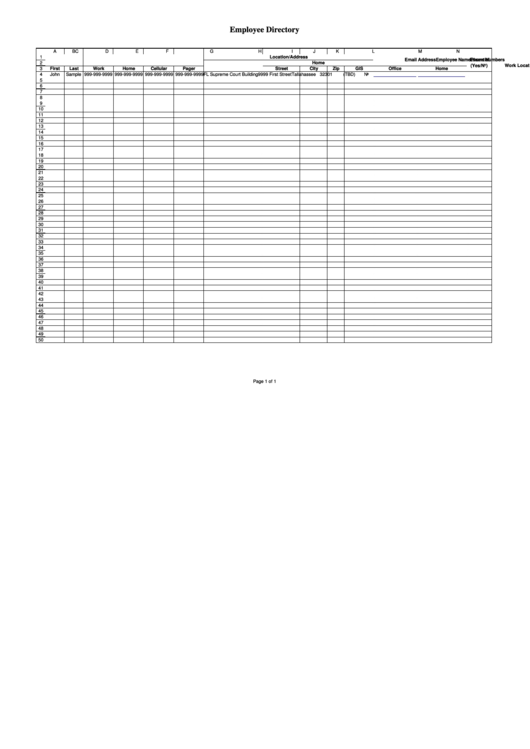 Employee Directory Template Printable pdf