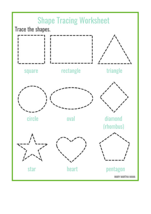 Shape Tracing Worksheet Printable pdf