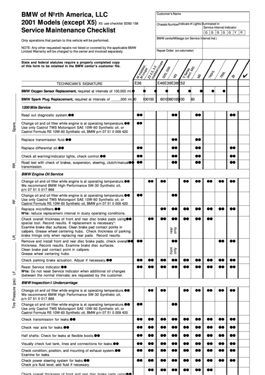 Bmw X3 Scheduled Maintenance List